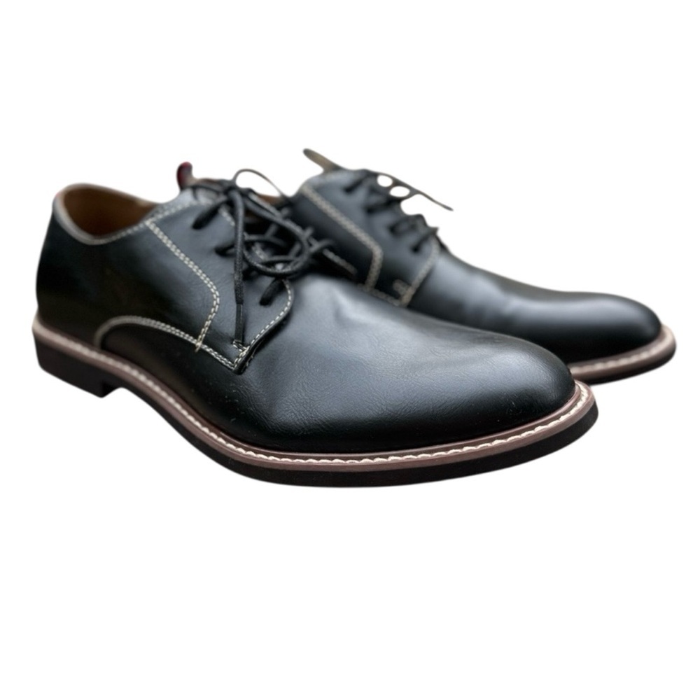 Mens Tommy Hilfiger Classic Black Man/Mandle  Leather Shoes Size 9